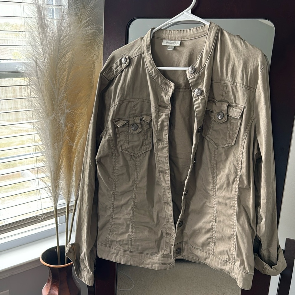 Dressbarn Khaki Utility Style Jacket (XL)